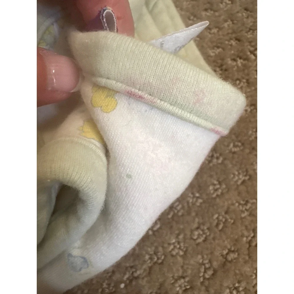 Disney Winnie the Pooh Cotton Receiving Blanket White Sage Green Vintage 2000's